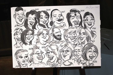 Caricaturist Alan Group Caricatures Gecko Live Entertainment