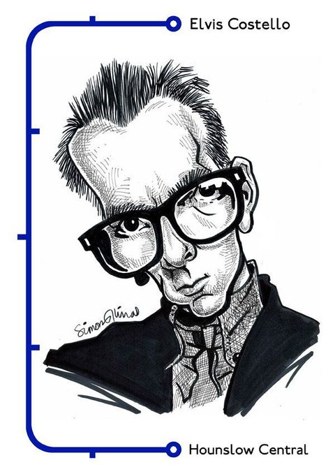 Caricaturist Simon Elvis Costello Gecko Live Entertainment