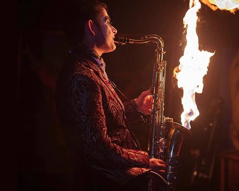Flaming Sax Player Arabian Nights Theme